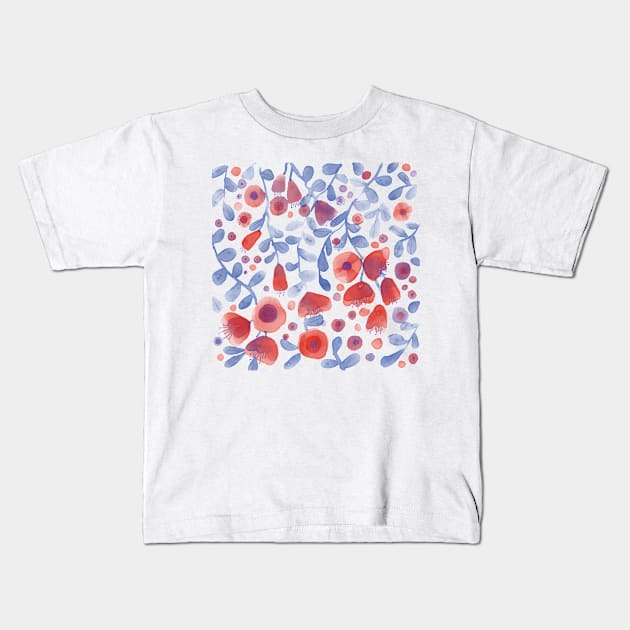 Fresh Garden Watercolor Flowers Kids T-Shirt by NicSquirrell